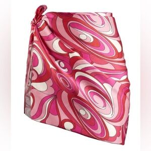 Cin Cin Wavy Print Silk Pink Pareo Sarong